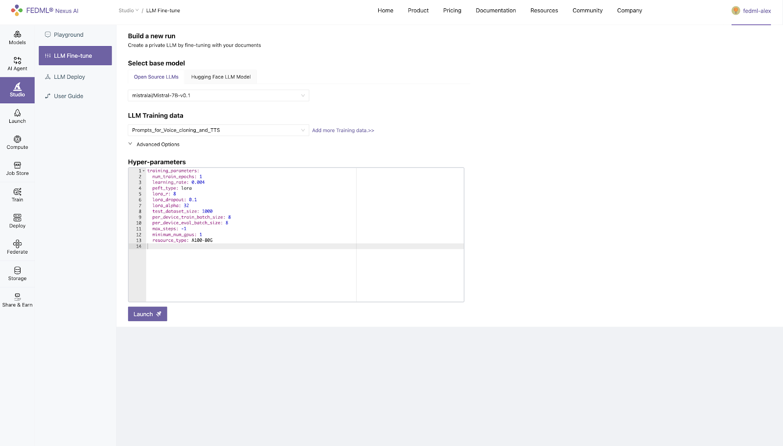 Serverless Training Cloud Service on FEDML Nexus AI with Seamless Experimental Tracking