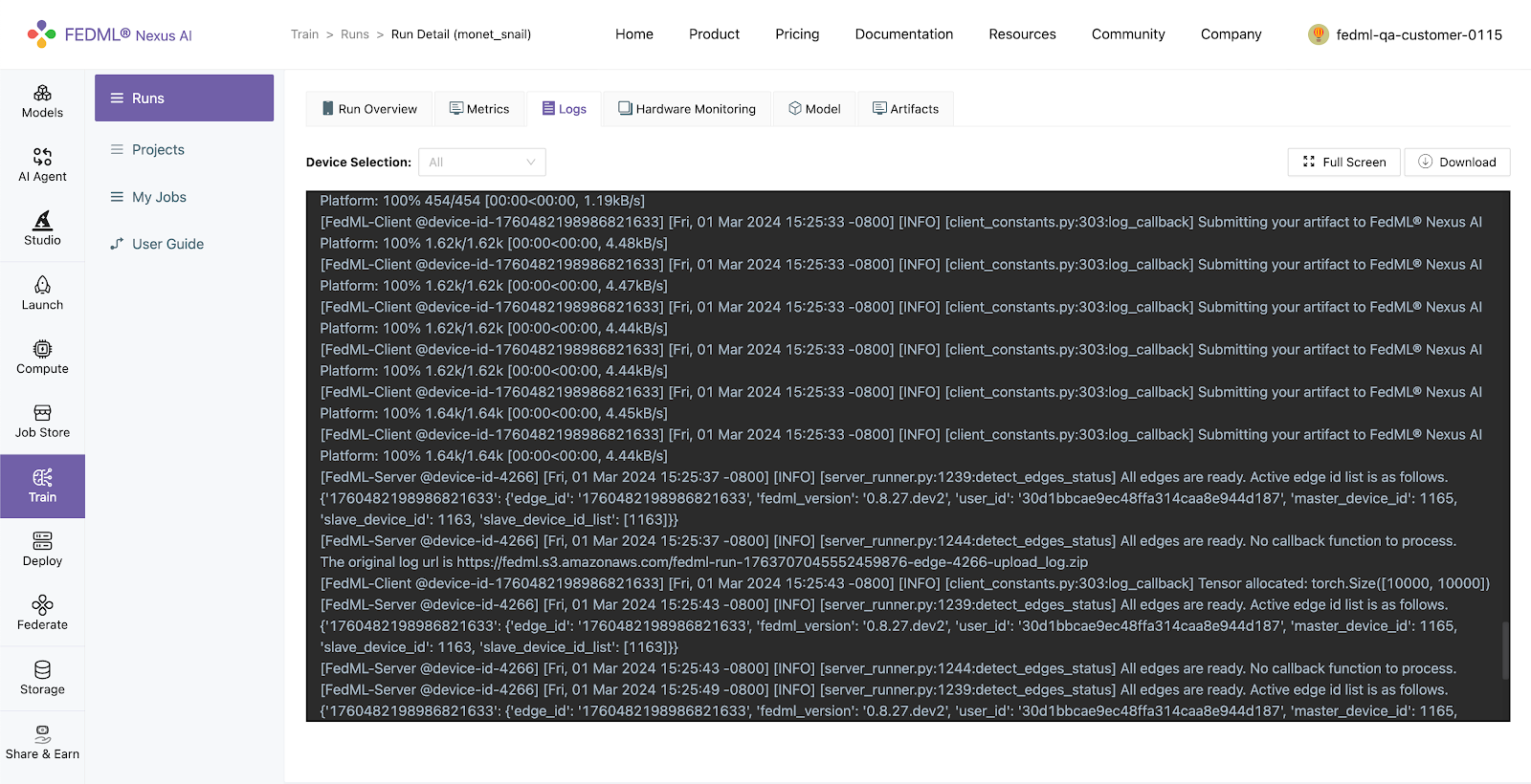 Serverless Training Cloud Service on FEDML Nexus AI with Seamless Experimental Tracking